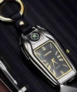 luxury 4 in 1 compass watch keychain – arc lighter, led torch & survival tool