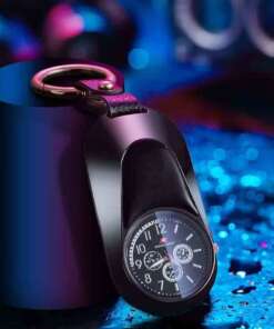 luxury 4 in 1 compass watch keychain – arc lighter, led torch & survival tool