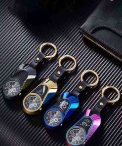 luxury 4 in 1 compass watch keychain – arc lighter, led torch & survival tool