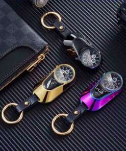 luxury 4 in 1 compass watch keychain – arc lighter, led torch & survival tool