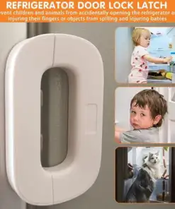 dirbak baby fridge lock – child safety adhesive latch for refrigerator, cabinets & drawers