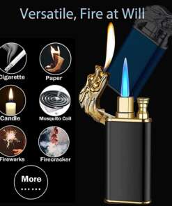 dual flame dragon crocodile lighter – custom engraved torch lighter