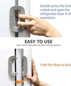 dirbak baby fridge lock – child safety adhesive latch for refrigerator, cabinets & drawers