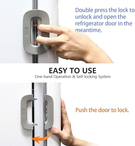 dirbak baby fridge lock – child safety adhesive latch for refrigerator, cabinets & drawers
